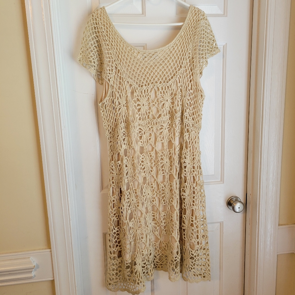 Pyramid Collection Cream Crochet lace dress size 3X
